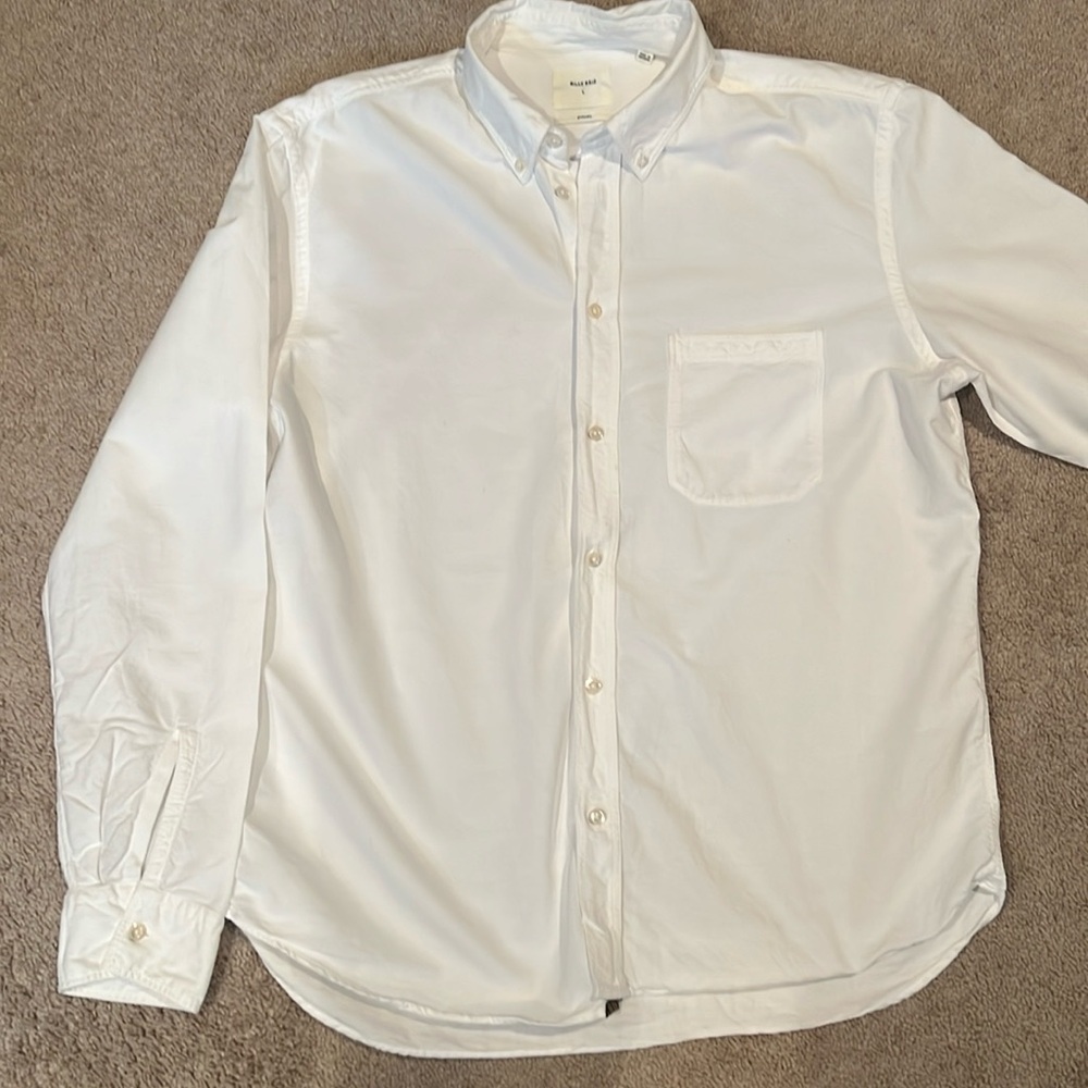 Billy Reid white oxford button down. Standard cut
